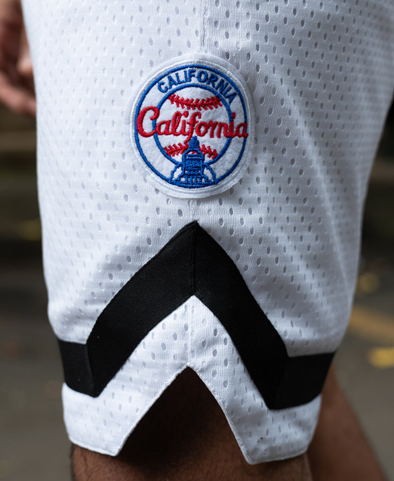 White Embroidered Mesh Basketball Shorts