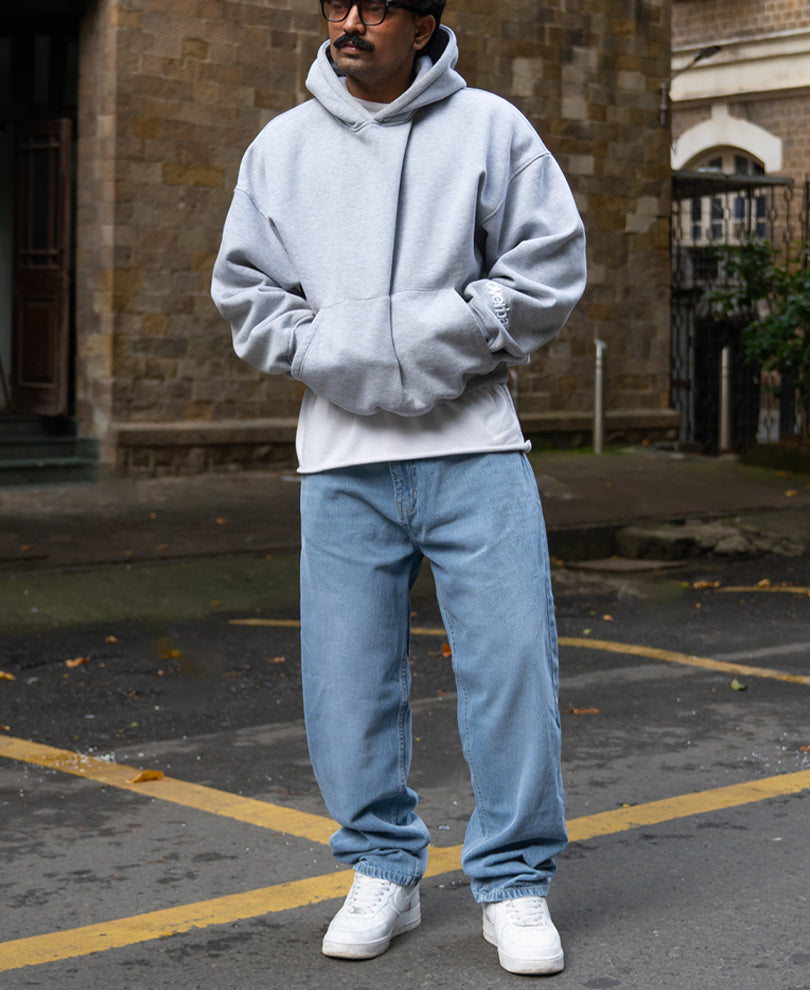 Mid Blue Washed Baggy Jeans