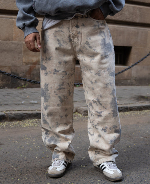 Abstract Print Baggy Jeans