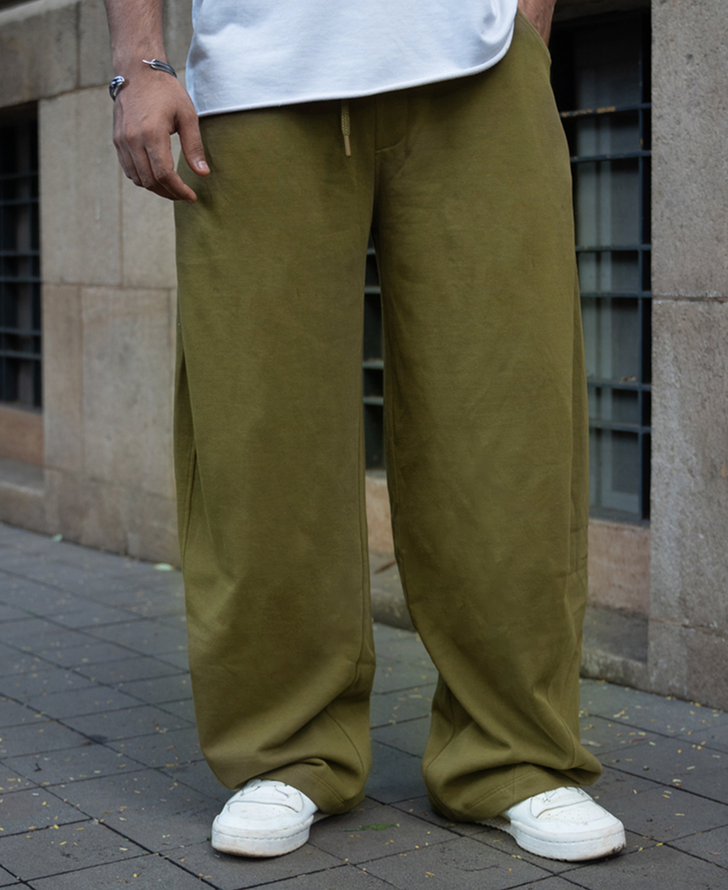 Olive Barrel Fit Trackpants