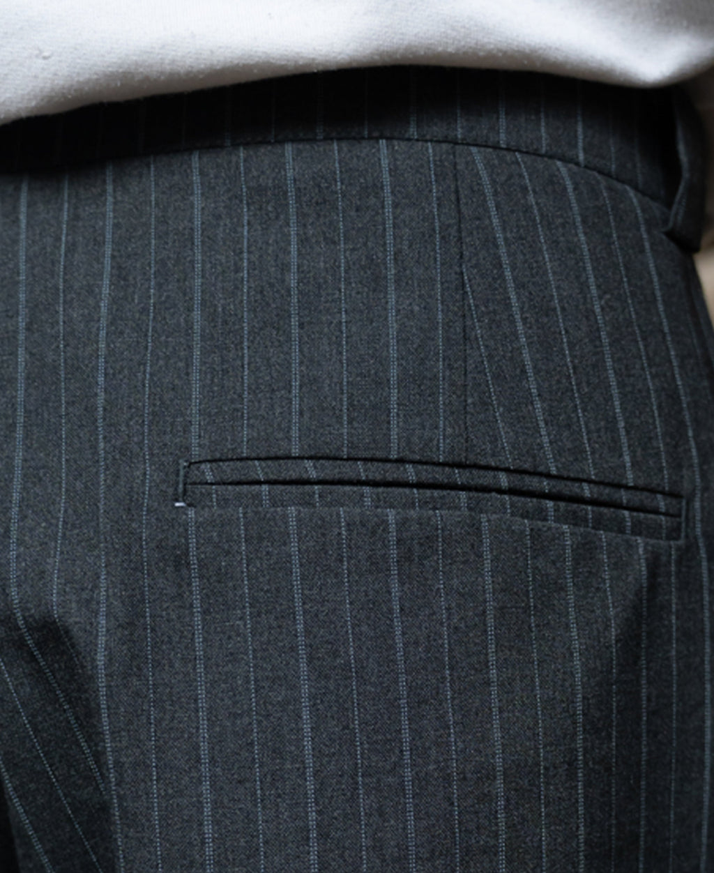 Grey Striped Pleated Korean Pants