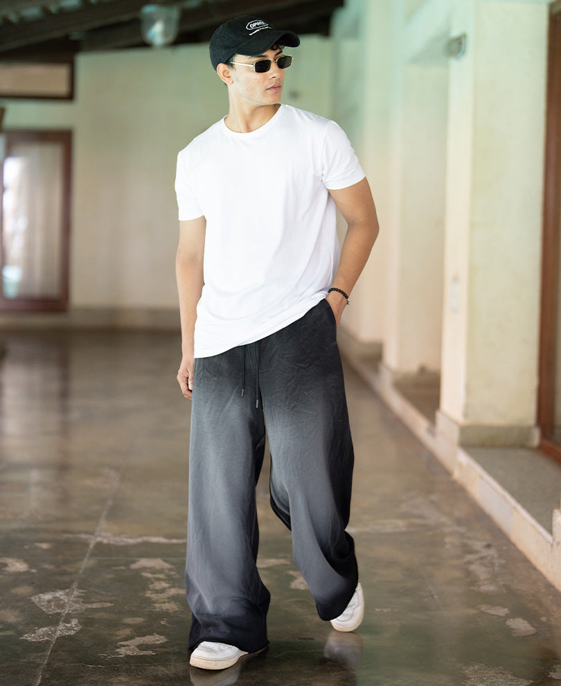 White Spray Basic Baggy Track Pant