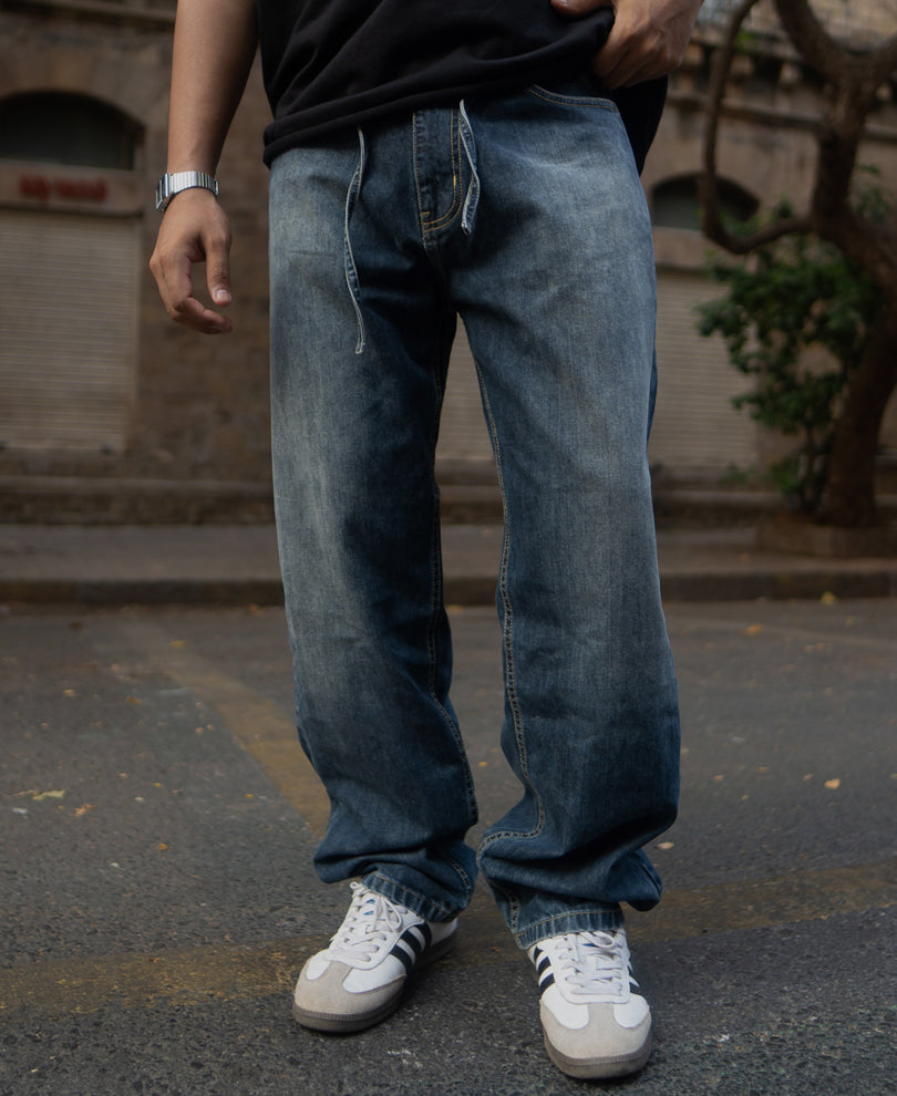 Dark Blue Baggy Fit Denim Jeans