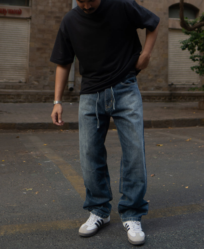 Dark Blue Baggy Fit Denim Jeans