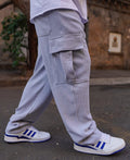 Sky Grey Cargo Pocket Baggy Fit Track Pant