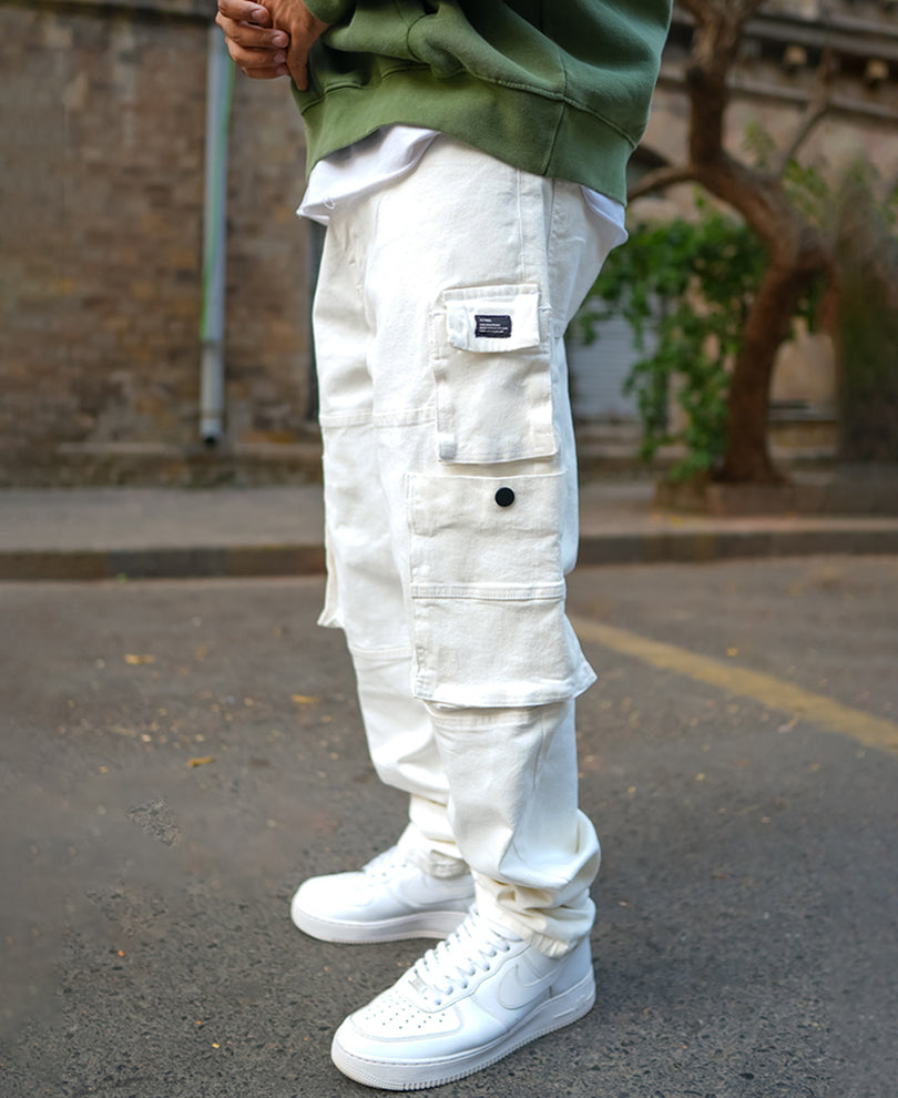 Off White Patch Pockets Denim Jeans