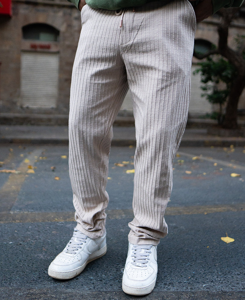 Beige Rib Knit Pant